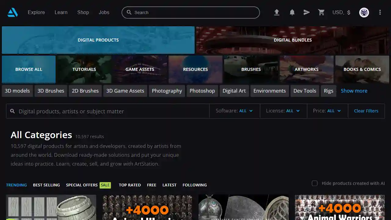 ArtStation Marketplace web preview