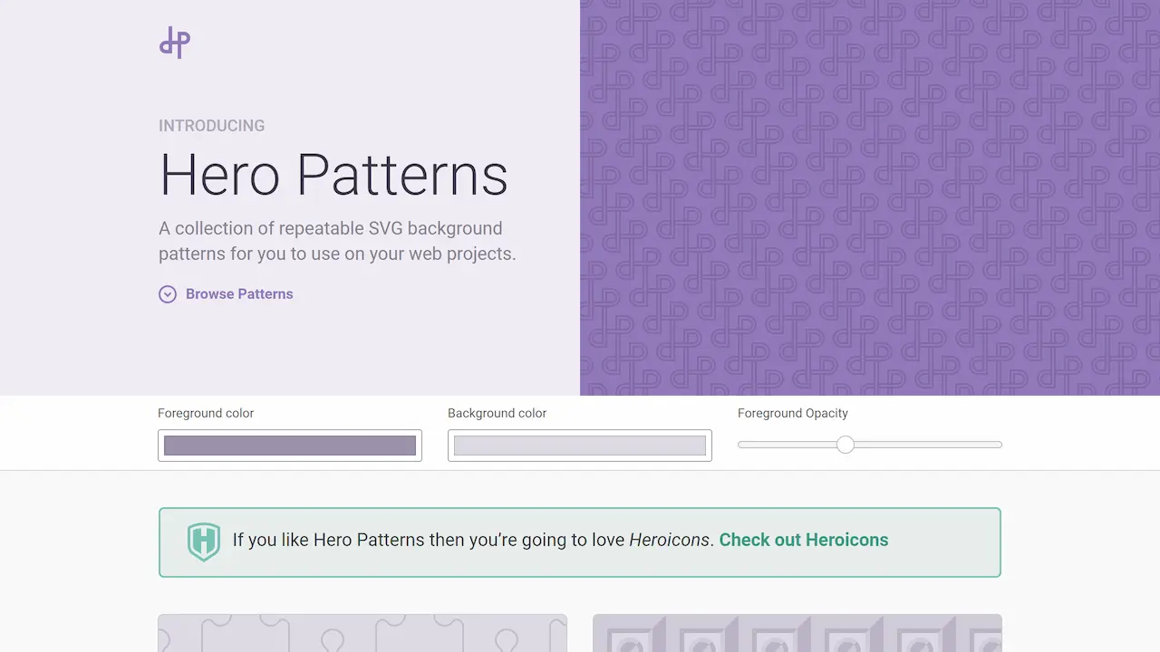 Hero Patterns web preview