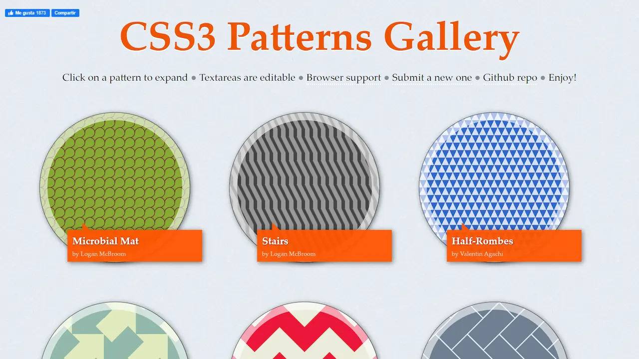 CSS3 Patterns Gallery web preview