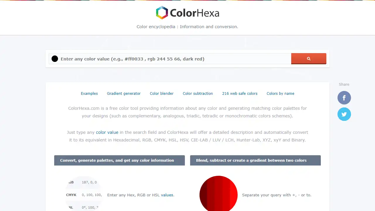 ColorHexa web preview
