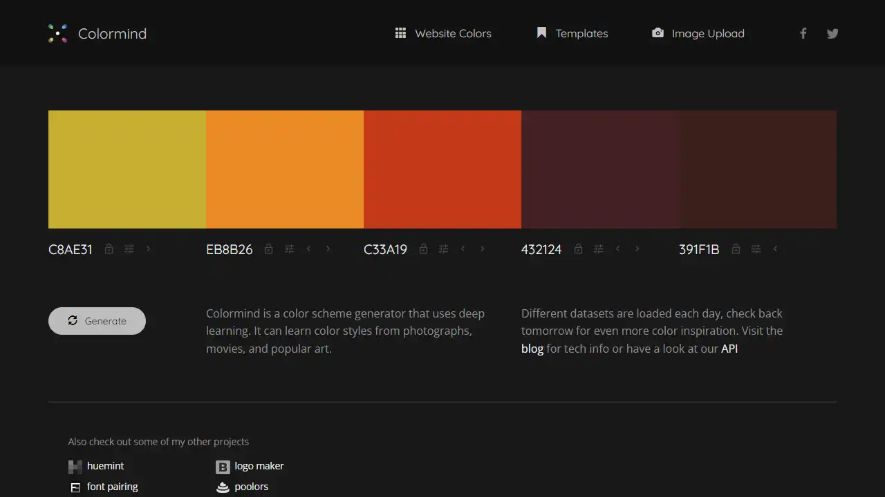 Colormind web preview