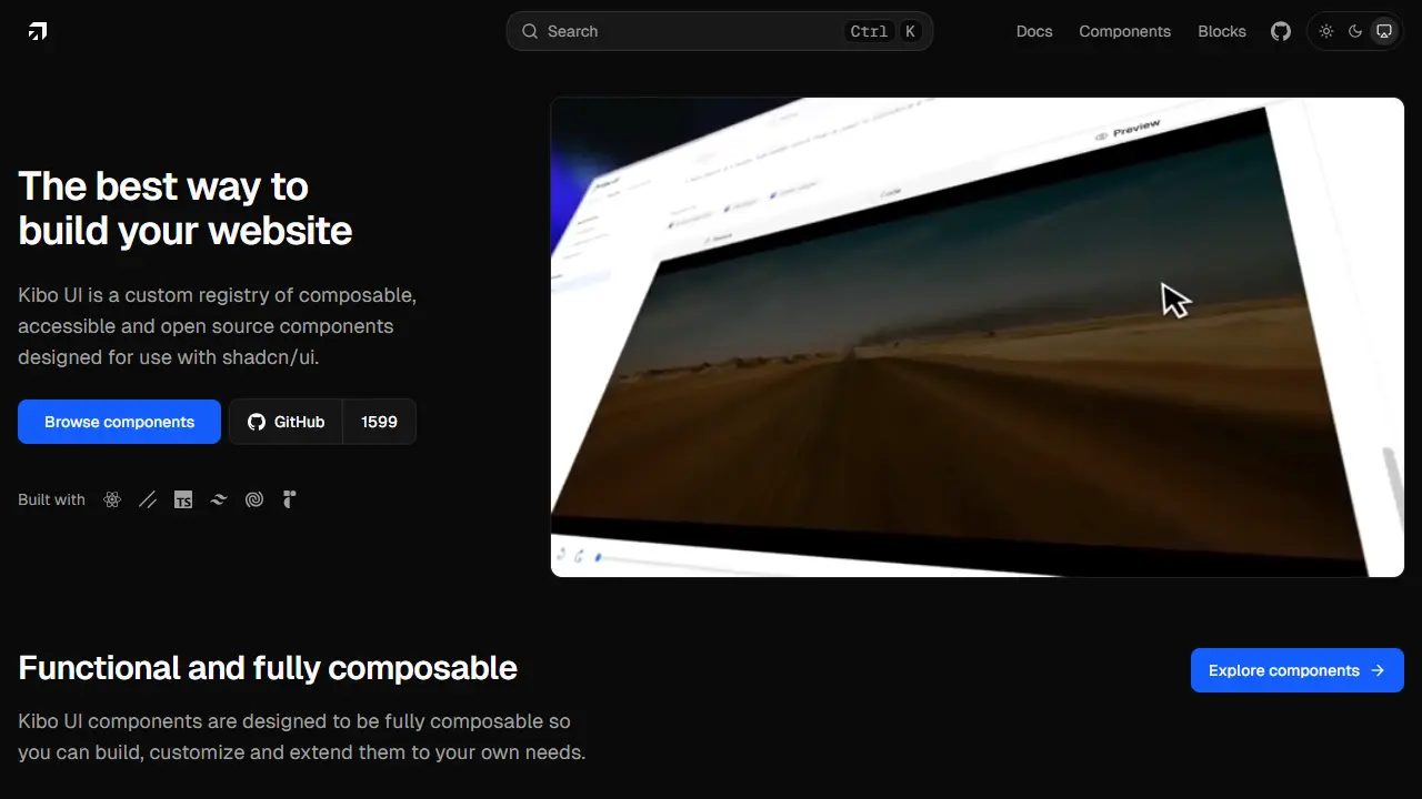 Kibo UI web preview