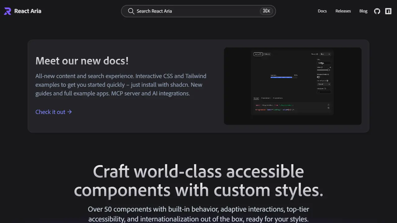 React Aria web preview