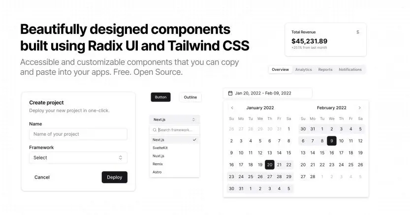 shadcn/ui web preview