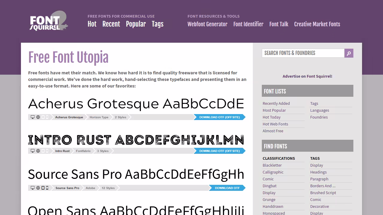 Font Squirrel web preview
