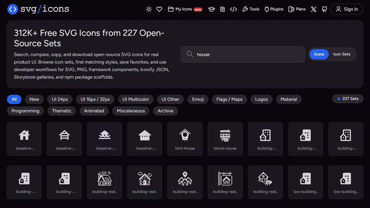 SVGicons web preview
