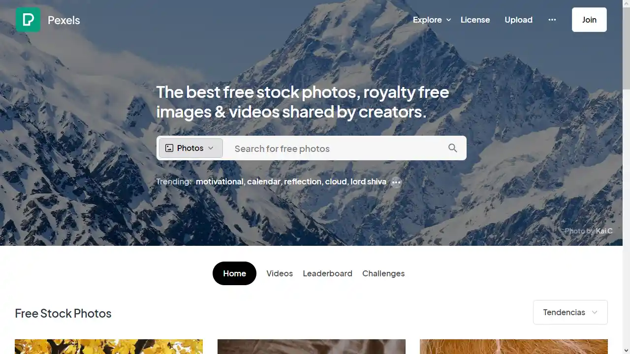 Pexels web preview