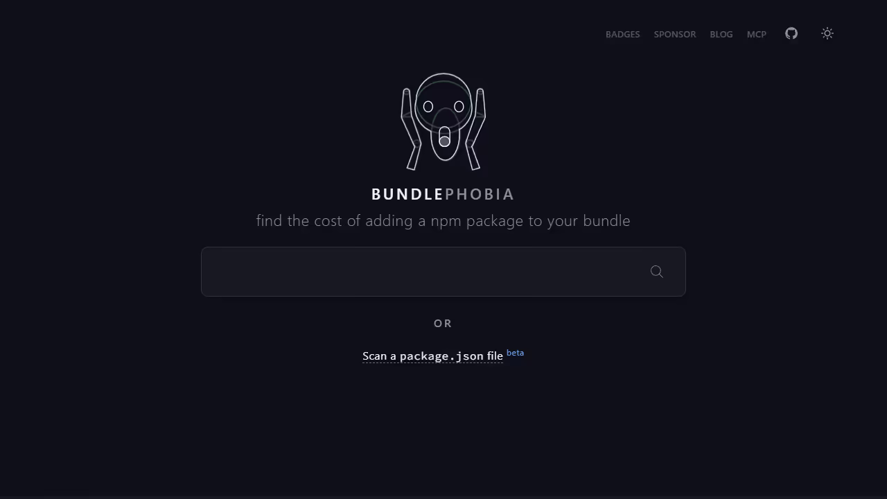 Bundlephobia web preview